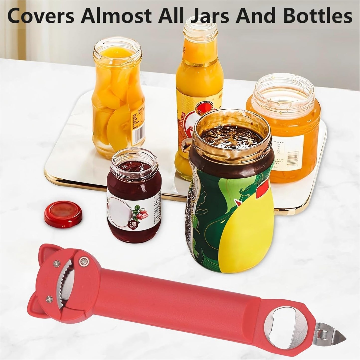 Multi function Retractable Magnetic Can Opener and bottle cap opener for Weak Hands