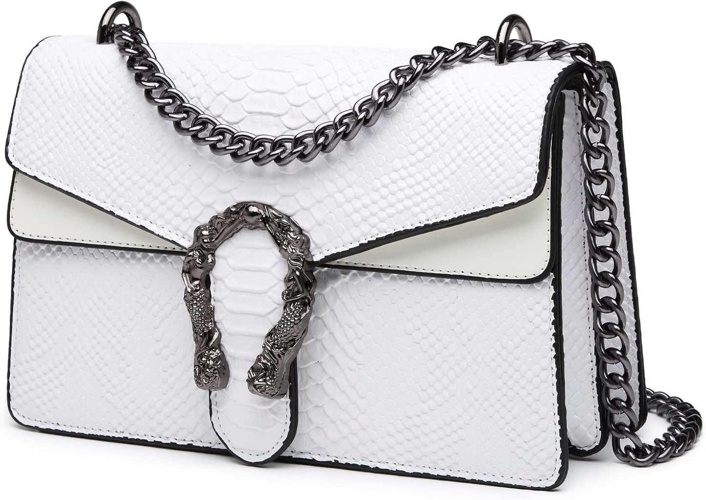 Crossbody Bags for Women - Snake Printed Clutch Purses Leather Chain Shoulder Bags Evening Handbags