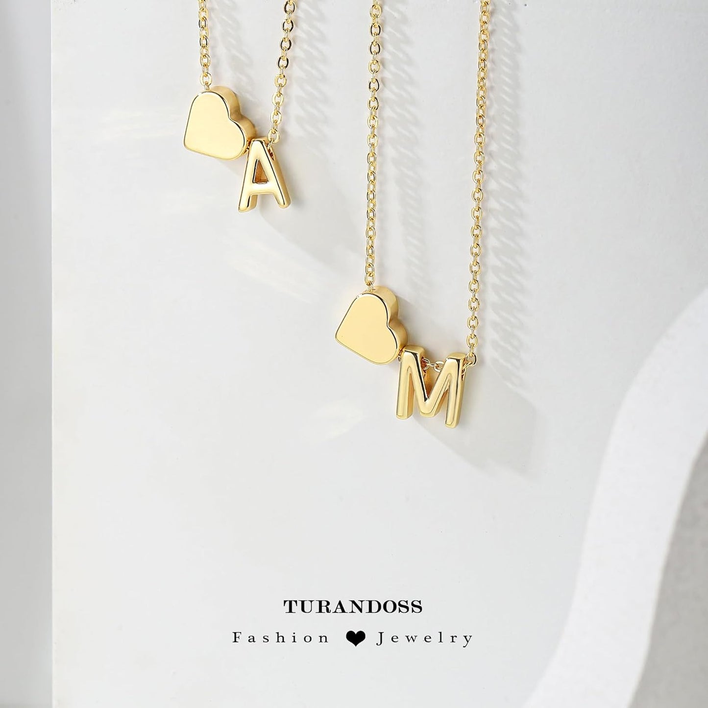 Initial Necklace - 18K Gold Plated Heart Pendant with A-Z Letters, Dainty Birthday Gift for Women and Teen Girls