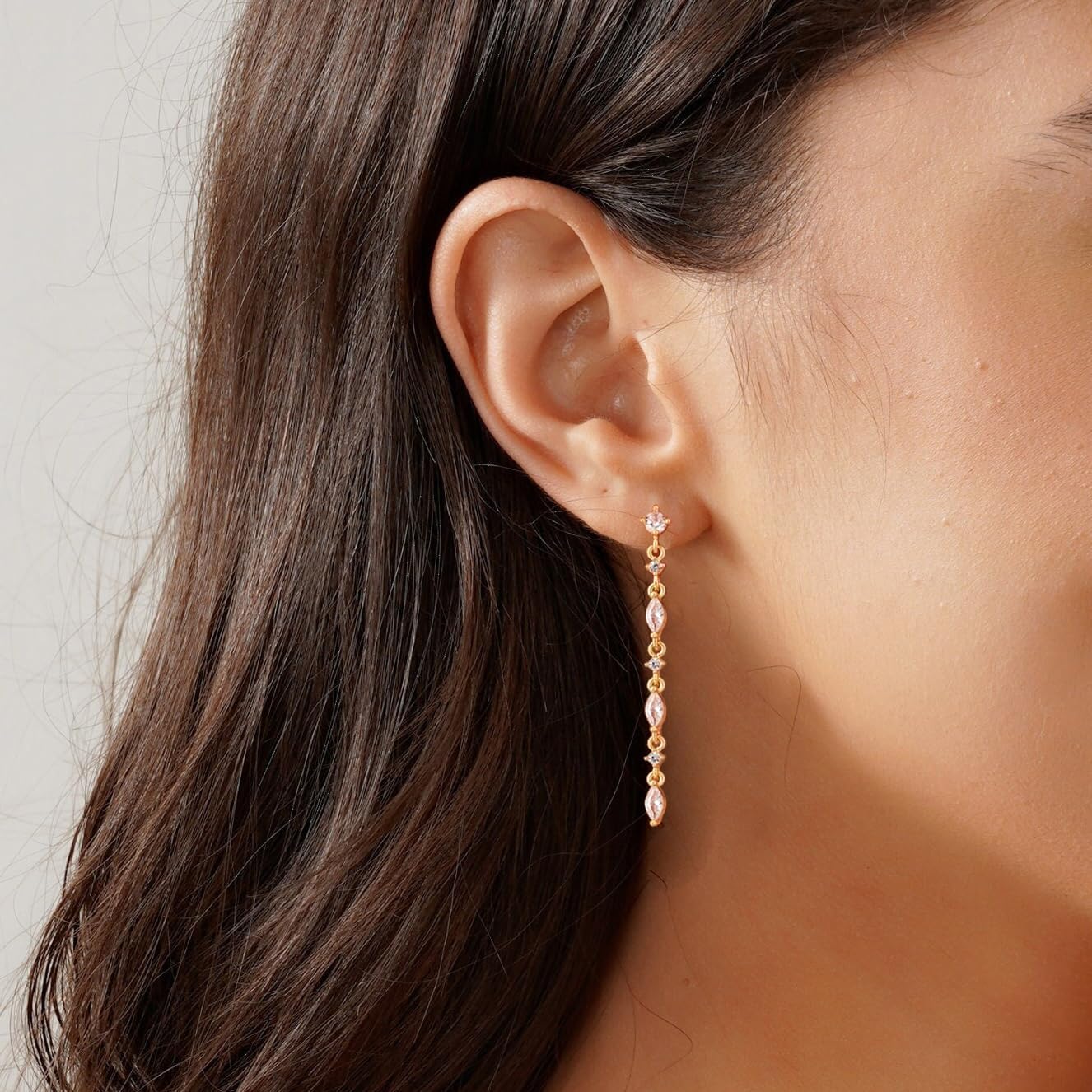 14K Gold Plated Butterfly Dangle Earrings for Women - Dainty, Trendy, CZ Drop Earrings - Simple Long Dangling Jewelry