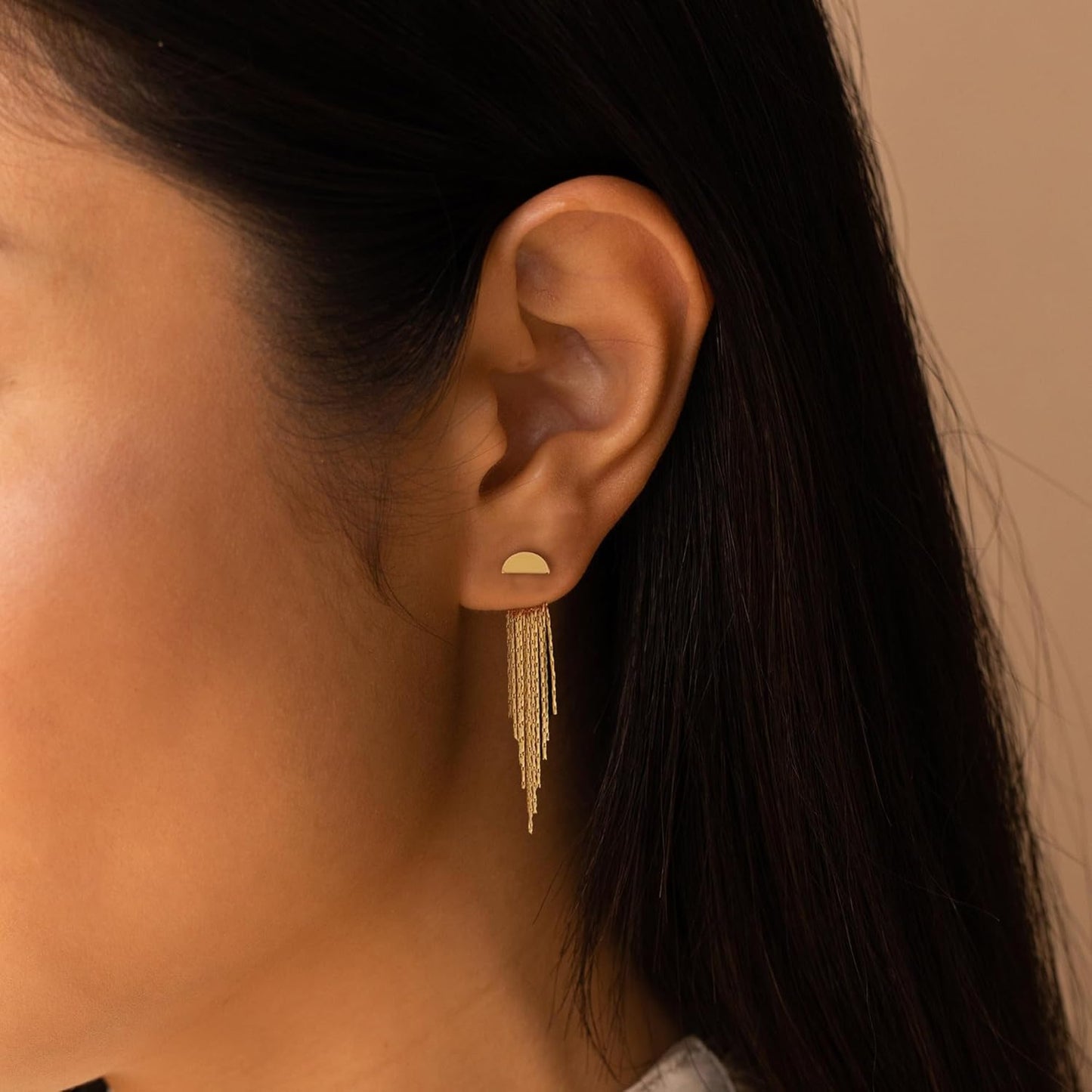 Gold Earrings for Women, 14K Gold Plated Tassel Dangle Earrings for Women Trendy Hypoallergenic Long Chain Earring