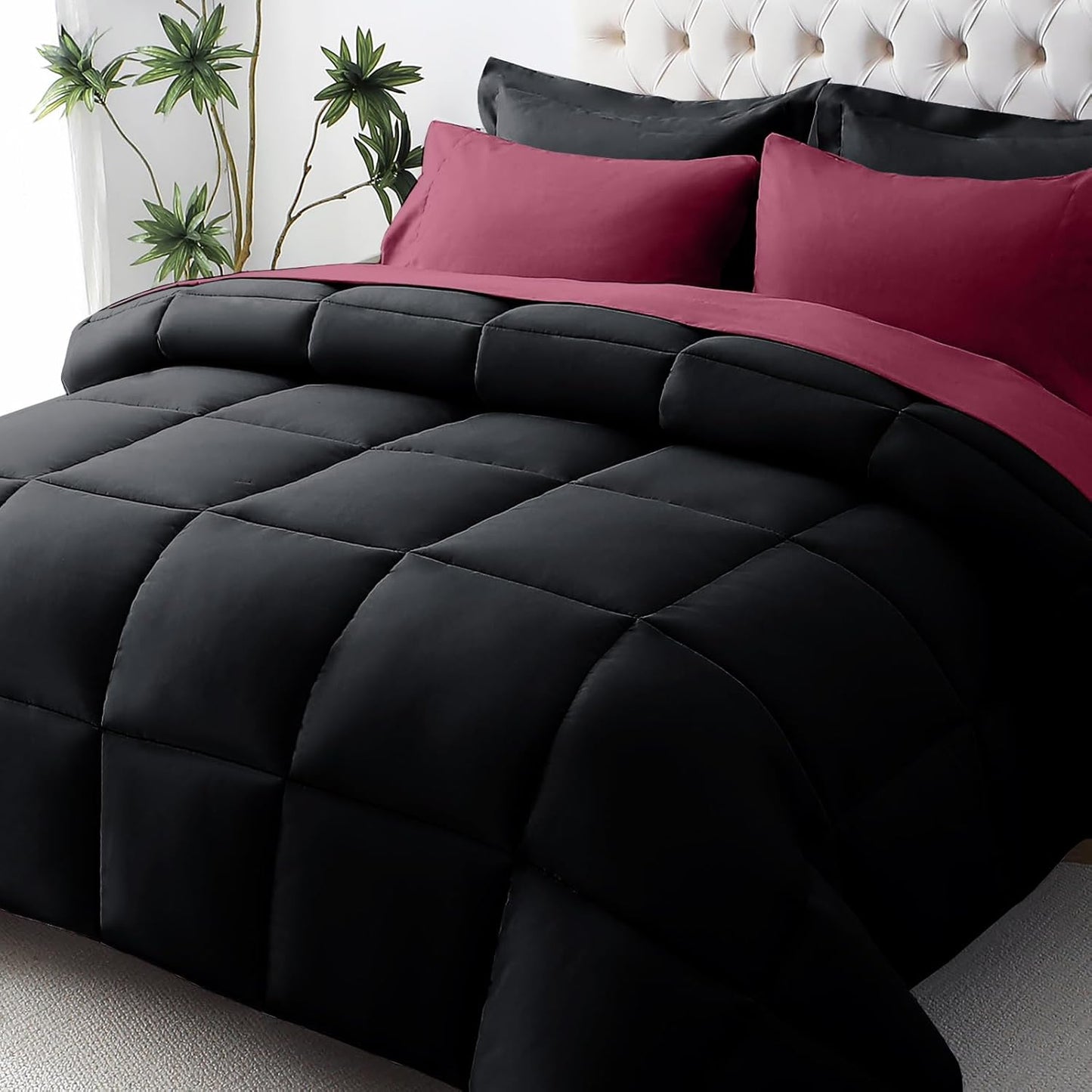 Queen Comforter Set, Ultra-Soft Bed in a Bag Queen Size 7 count