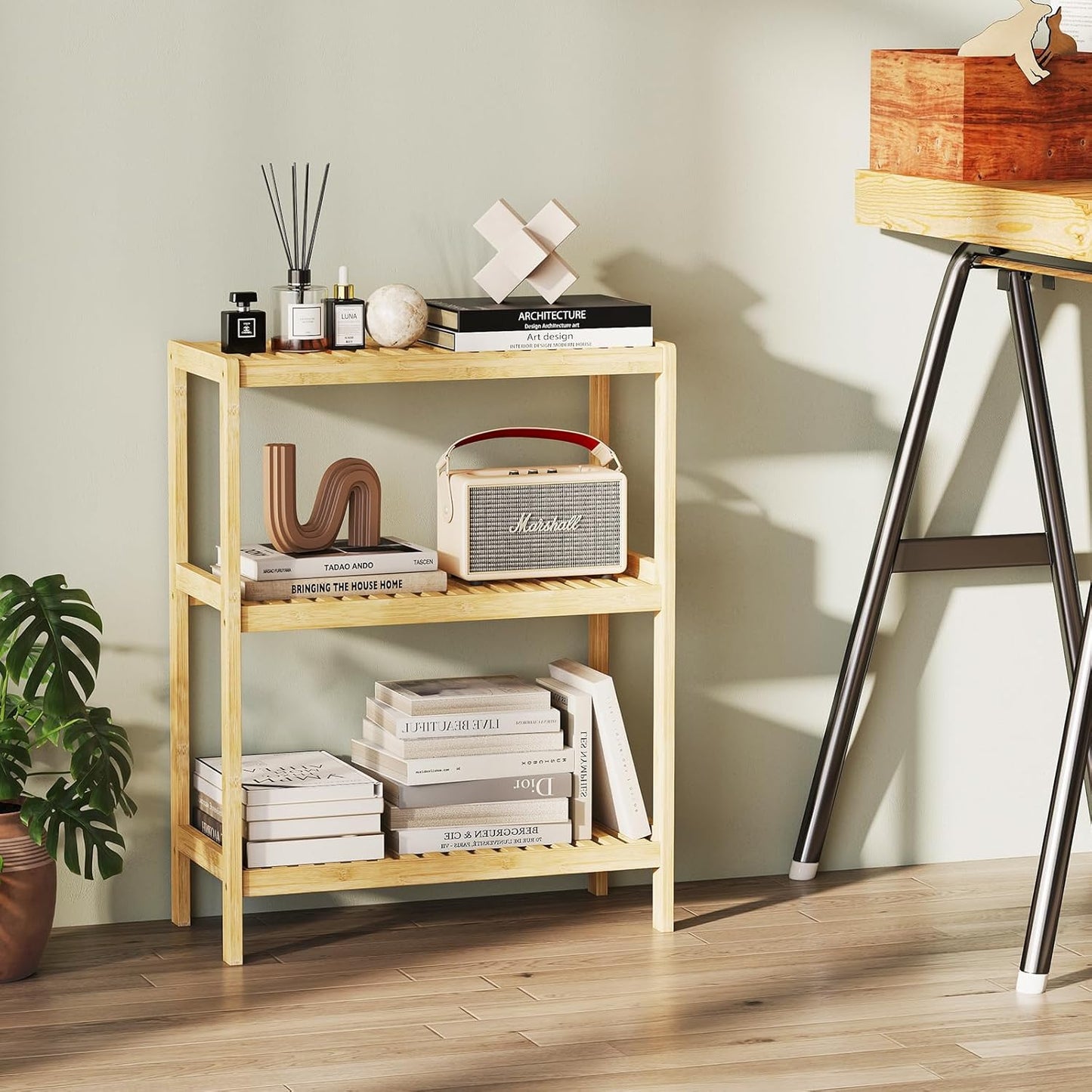 Bamboo Bathroom Shelf, Stand Utility Storage Shelf Multifunctional Bathroom (3-Tier)