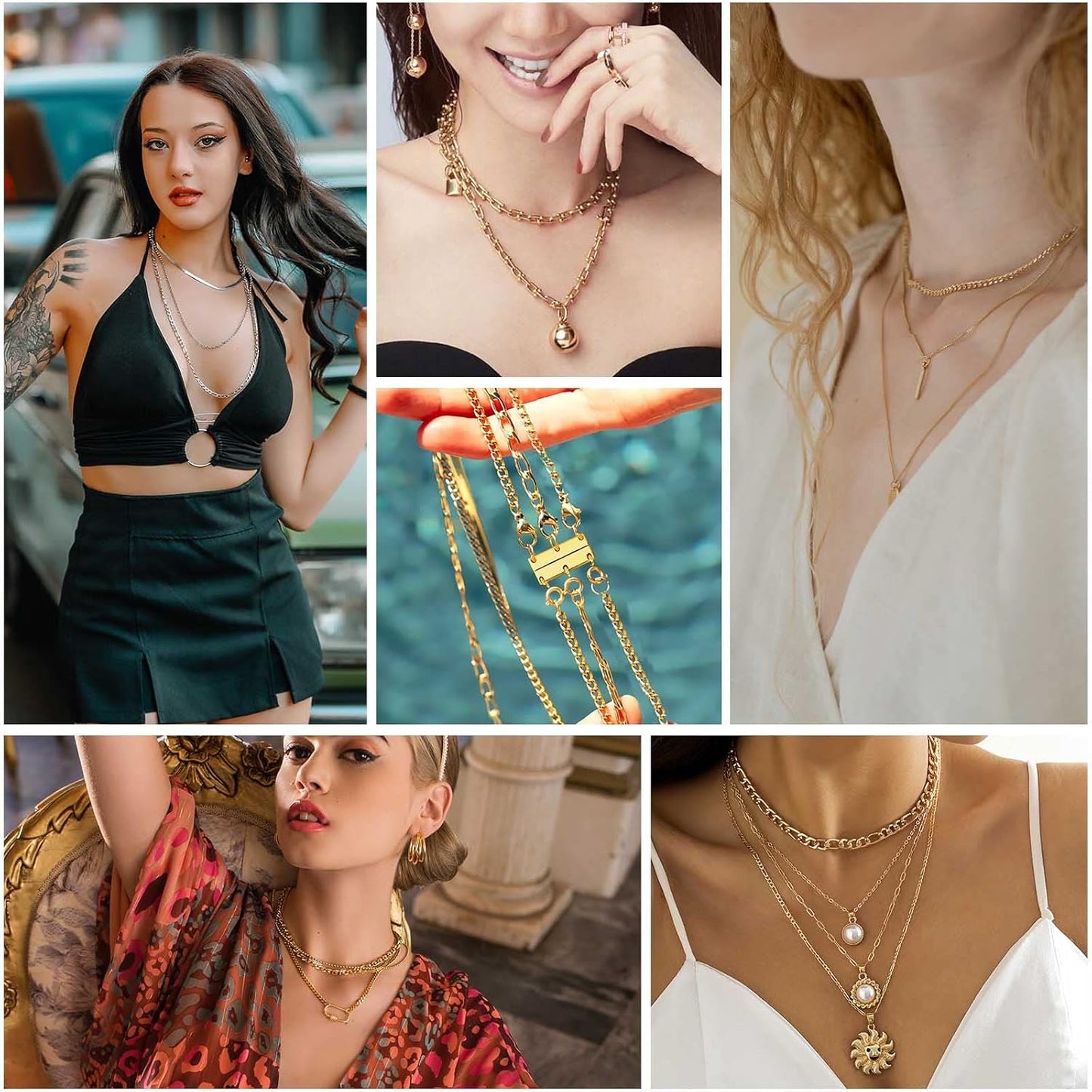 Magnetic Layering Clasp - Gold & Silver Multi-Necklace Connector for Layered Look