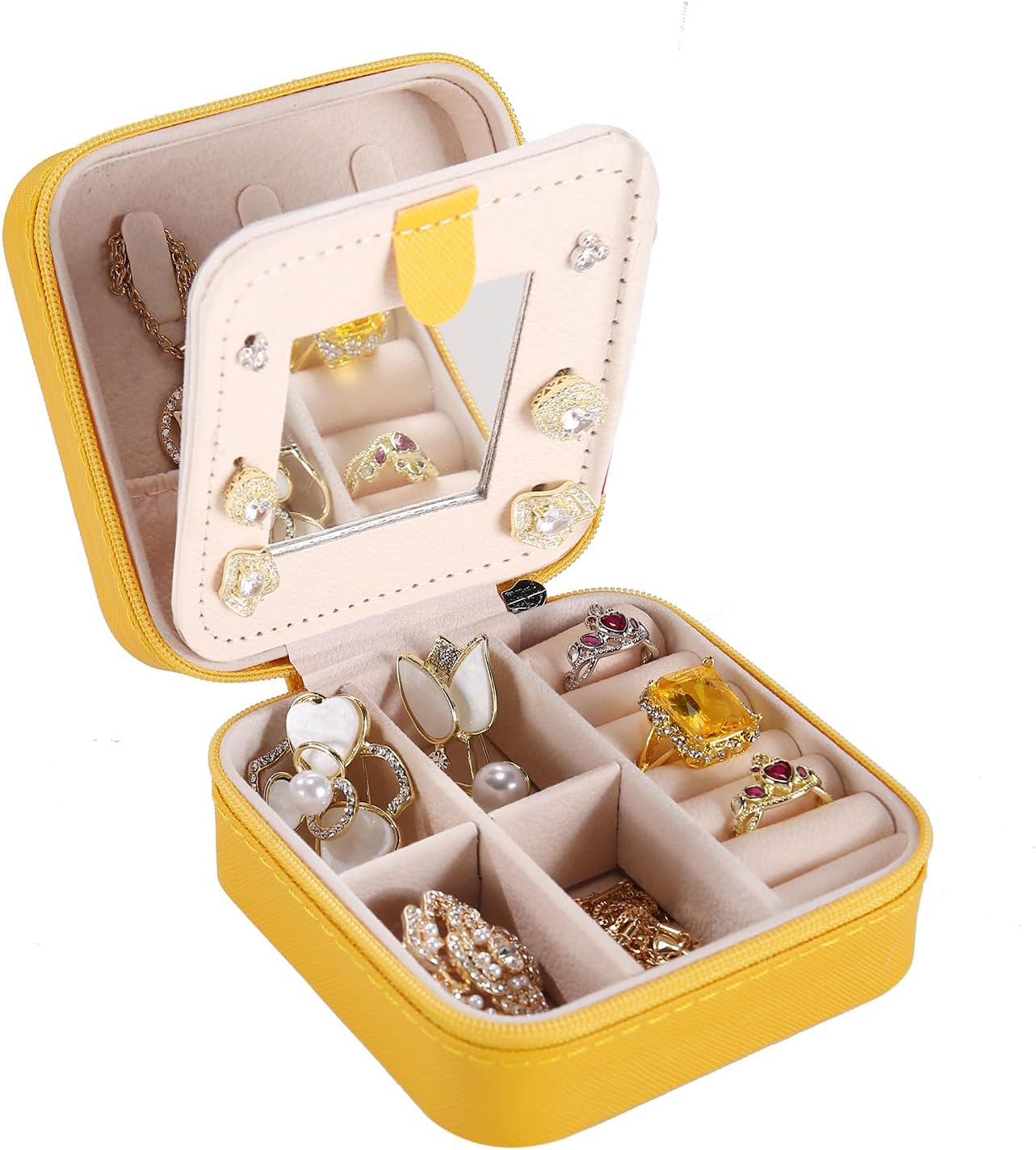 Travel jewelry box Travel Jewelry Organizer Small box Gift for Girls Women with Mirror