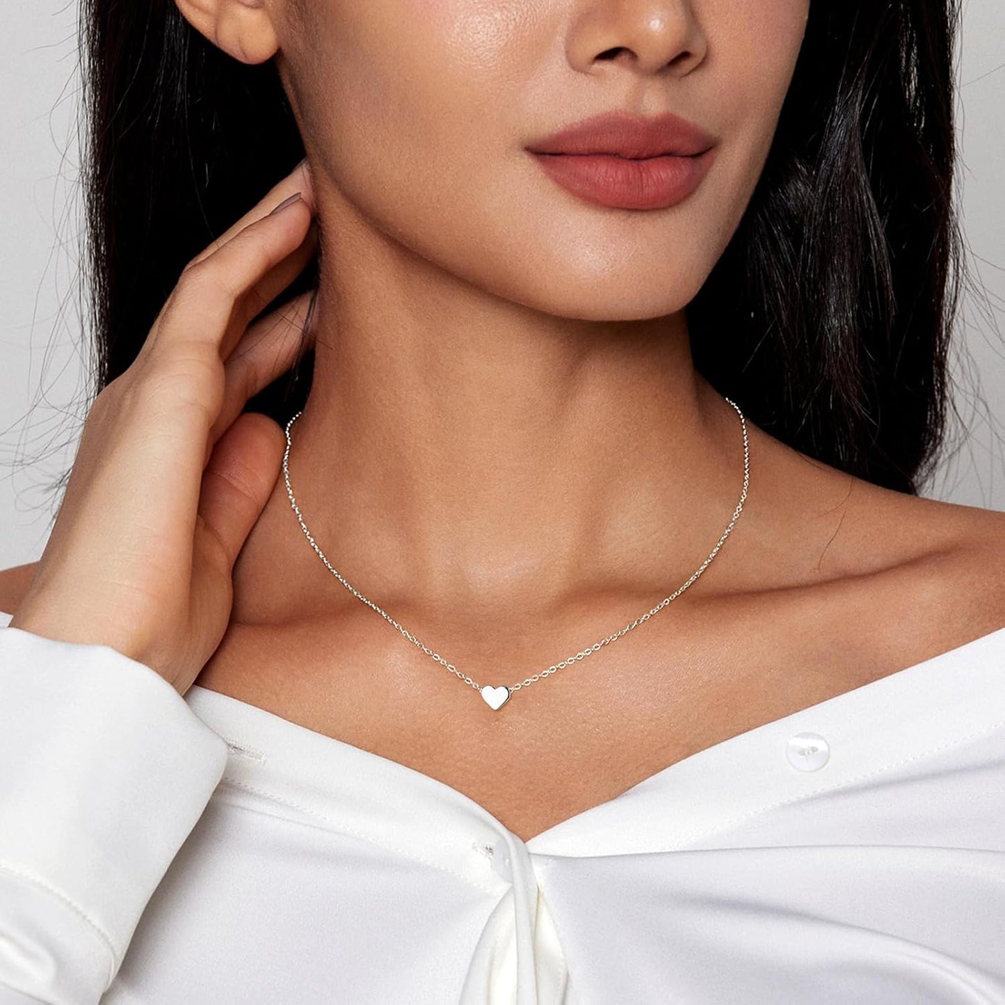 Gold/Silver Plated Heart Necklace for Women, Dainty Love Pendant Choker, Trendy Layered Chain Jewelry Gift for Her