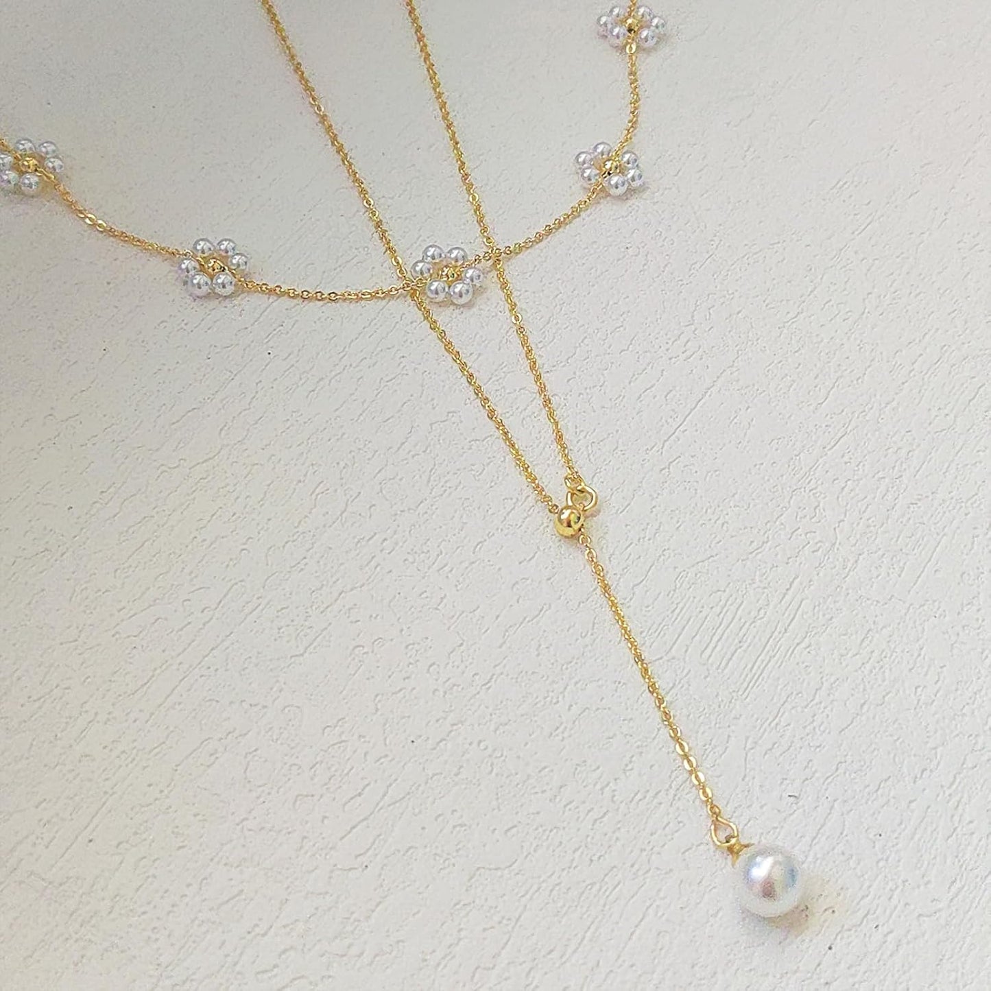 14K Gold-Plated Pearl Necklace Set: Dainty Layered Daisy Choker, Trendy Jewelry Gift for Women