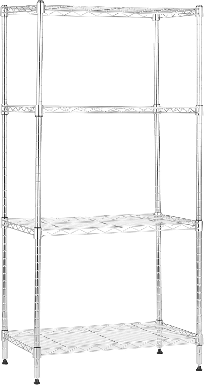 4-Shelf Steel Wire Storage Rack, Adjustable, Sturdy, Easy Assembly, 13.4 D x 23.2 W x 48 H in