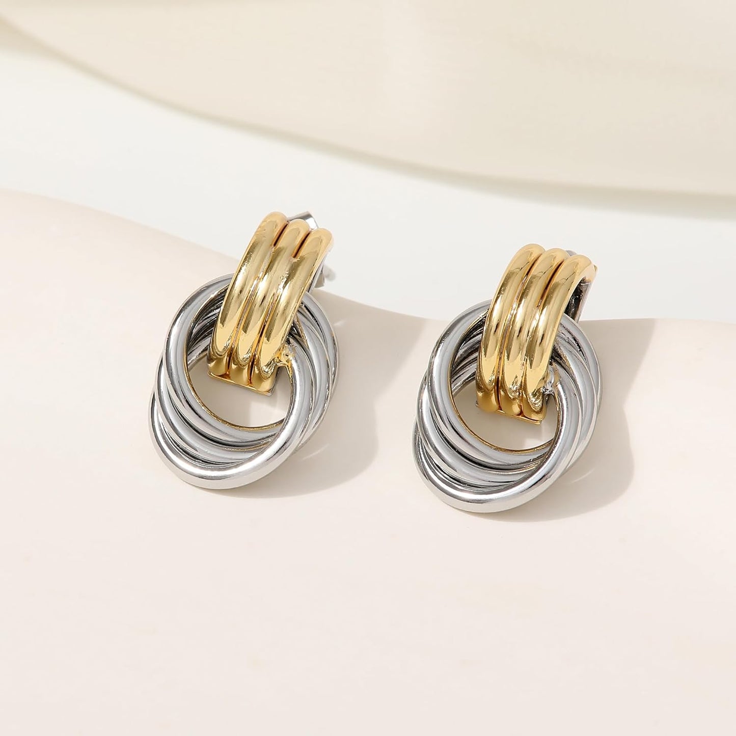 Trendy Gold Plated Knot Earrings for Women Chunky Statement Drop Dangle Earrings Lightweight Fashion Accessories Gold Jewelry