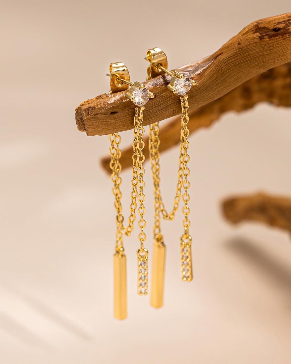 Dangle Earrings for Women- 14K Gold Plated Butterfly Heart Star Hoop Chain Tassel Design Long Dangle Earrings