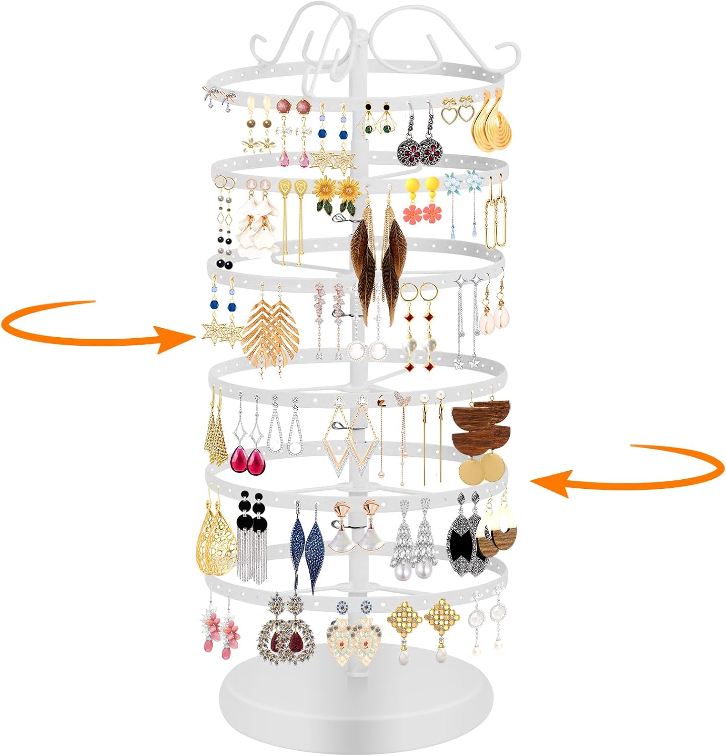 360 Rotating Earring Holder Organizer Stand,5 Tiers Acrylic Jewelry Organizers and Storage,228 Holes and 232 Grooves