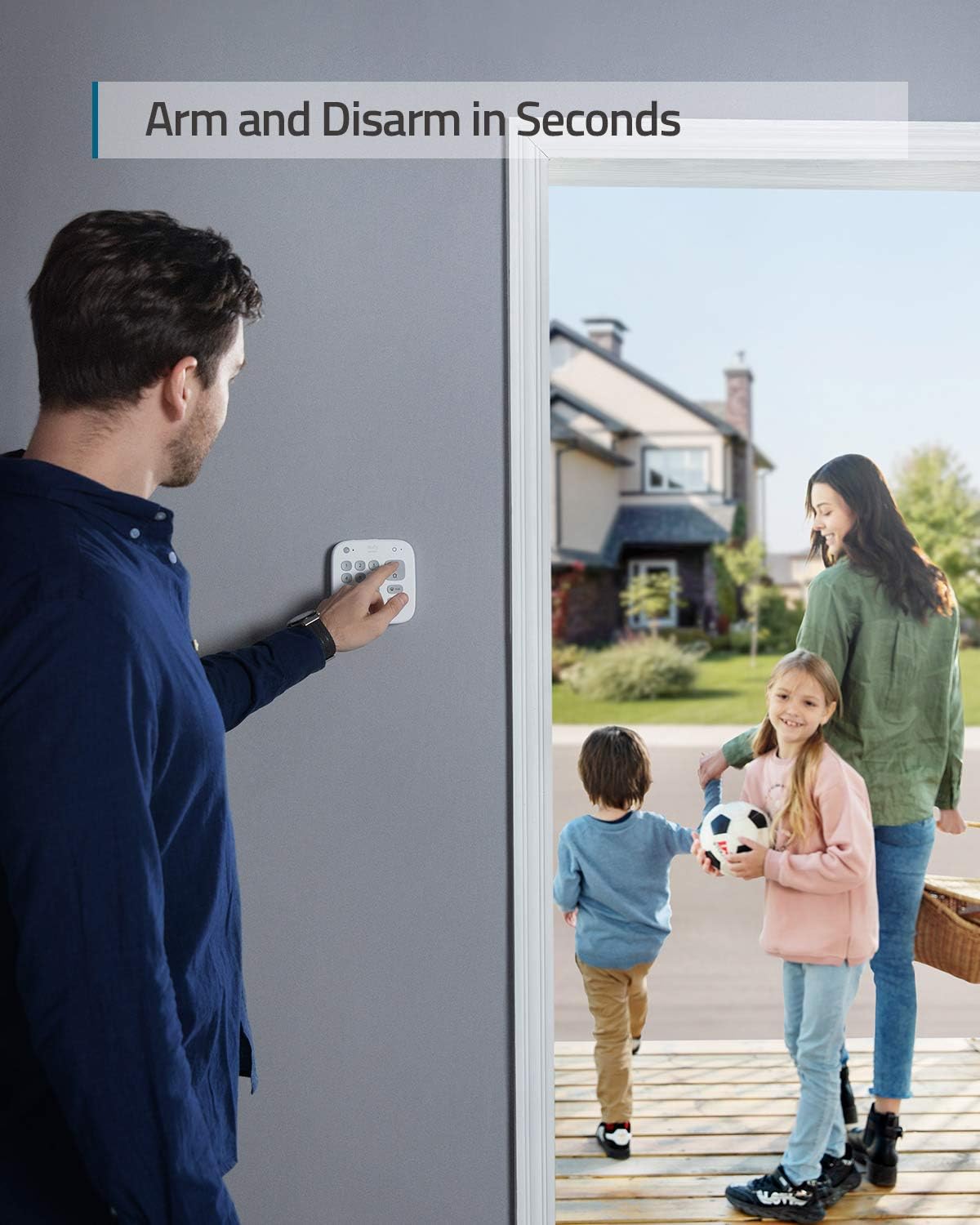 OMOMMD 5-Piece Home Alarm Kit, Home Security System, Keypad, Motion Sensor, 2 Entry Sensors, Home Alarm System, Control from The App, Links with eufyCam, Optional 24/7 Protection