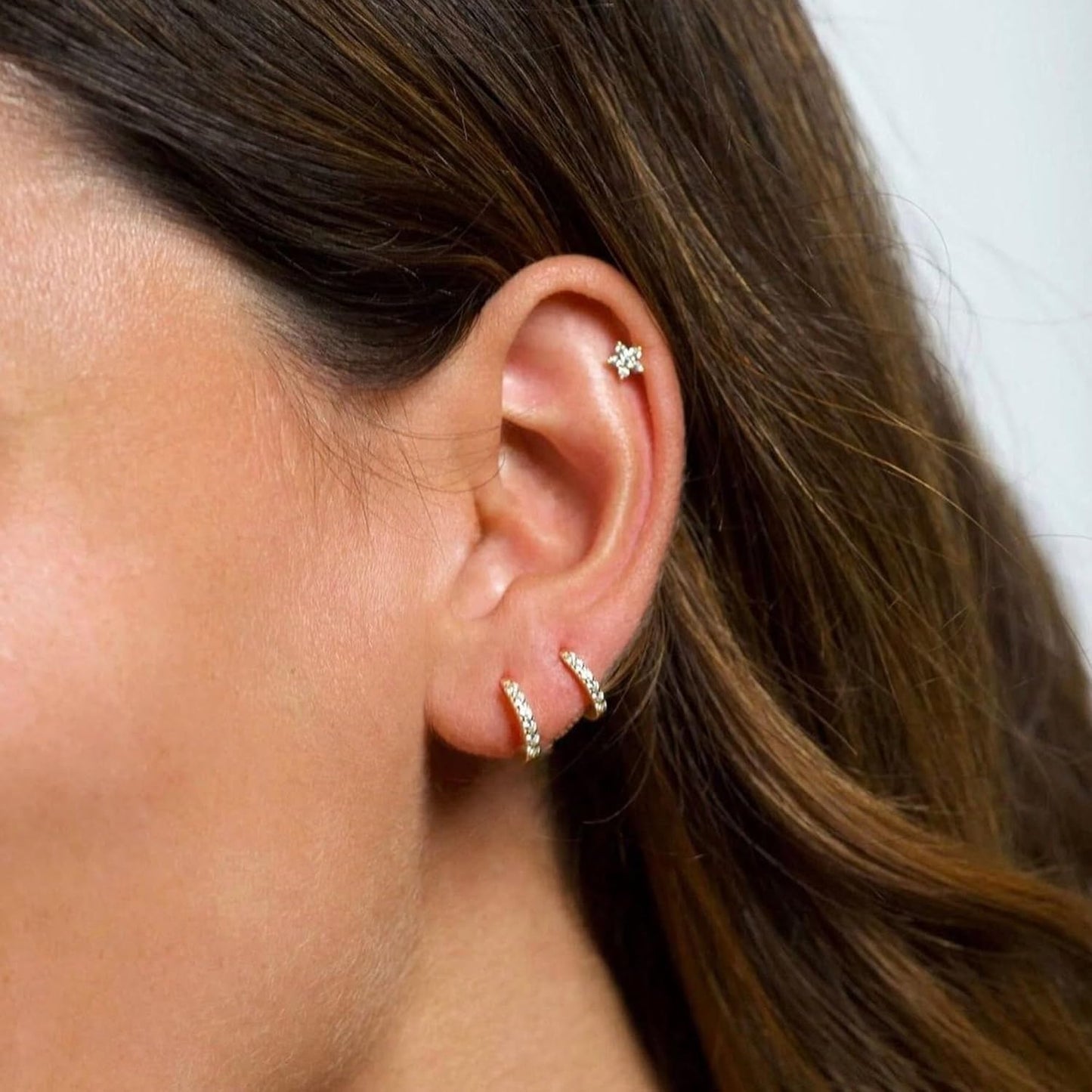 Freekiss 3 Pairs Gold Hoop Earrings Set: Dainty Stud Earrings Trendy Small 14K Gold Plated Hypoallergenic Dangle Cartilage