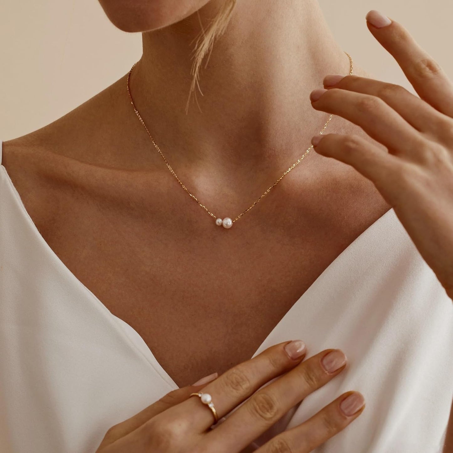 "14K Gold Plated Pearl Necklace For Women, Dainty Single Pearl Drop Pendant, Trendy Gold Jewelry Best Friend Birthday Gift"