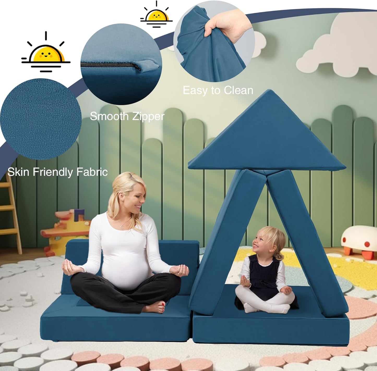 22Pcs Modular Kids Sectional - Kids Couch for Playroom Bedroom Living Rooms Toddler Sofa for Inspiring Child Creativity