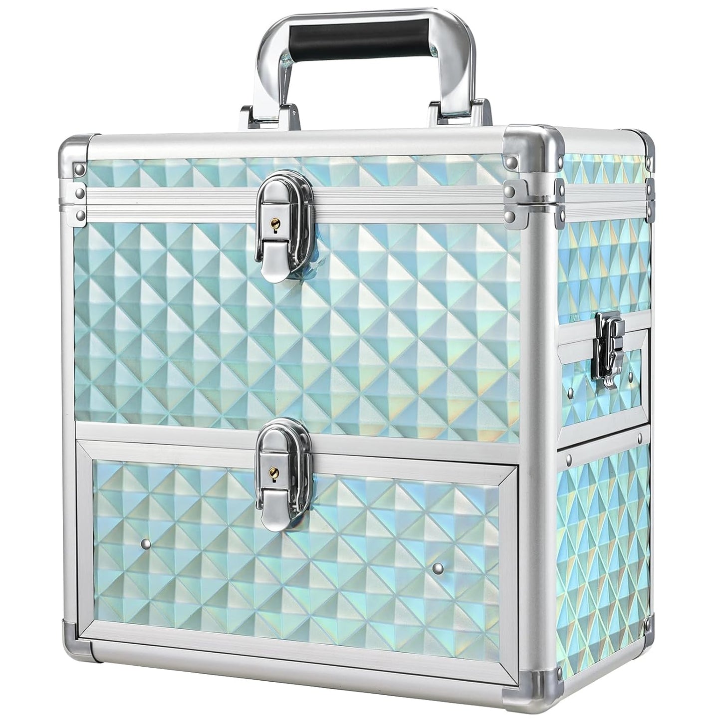 Nail Polish Makeup Case with Drawer and Dividers Manicure Makeup Box With Mirror Lockable Keys Box