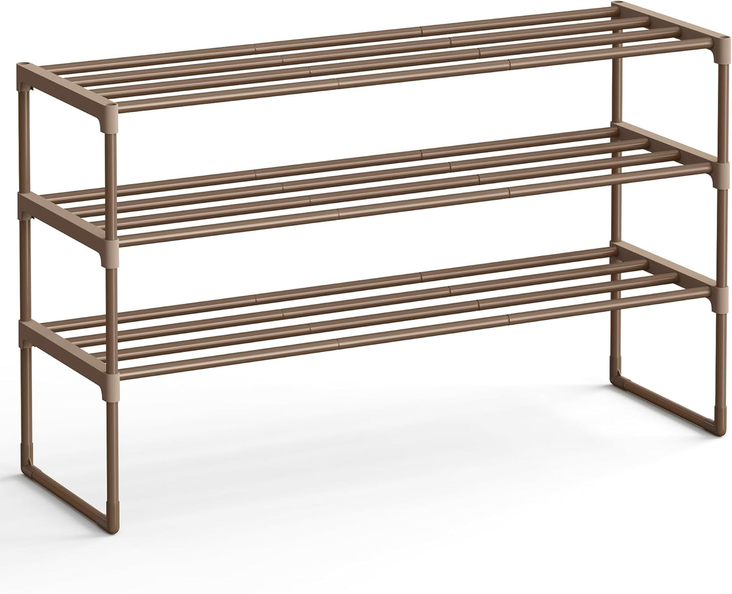 3-Tier Shoe Organizer, Metal Storage Shelf, for 16-20 Pairs, Stackable, for Entryway