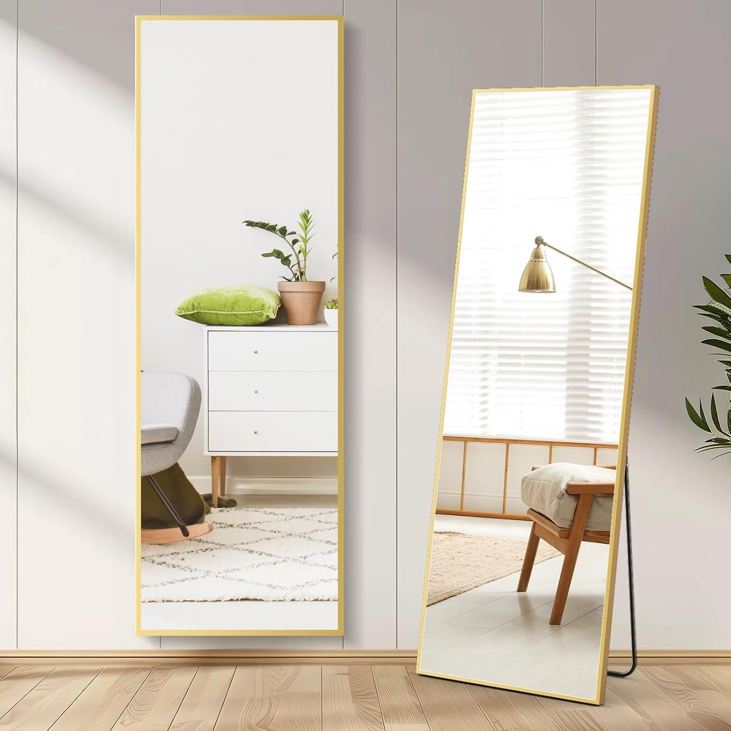 Full Length Mirror 59"x17" Full Body Floor Mirror for Bedroom or Cloakroom, Can Stand Alone