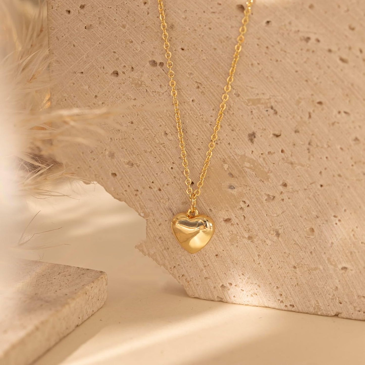 Dainty 14K Gold Plated Heart Choker: Simple Small Pendant Necklace for Women, Trendy Luxury Gift