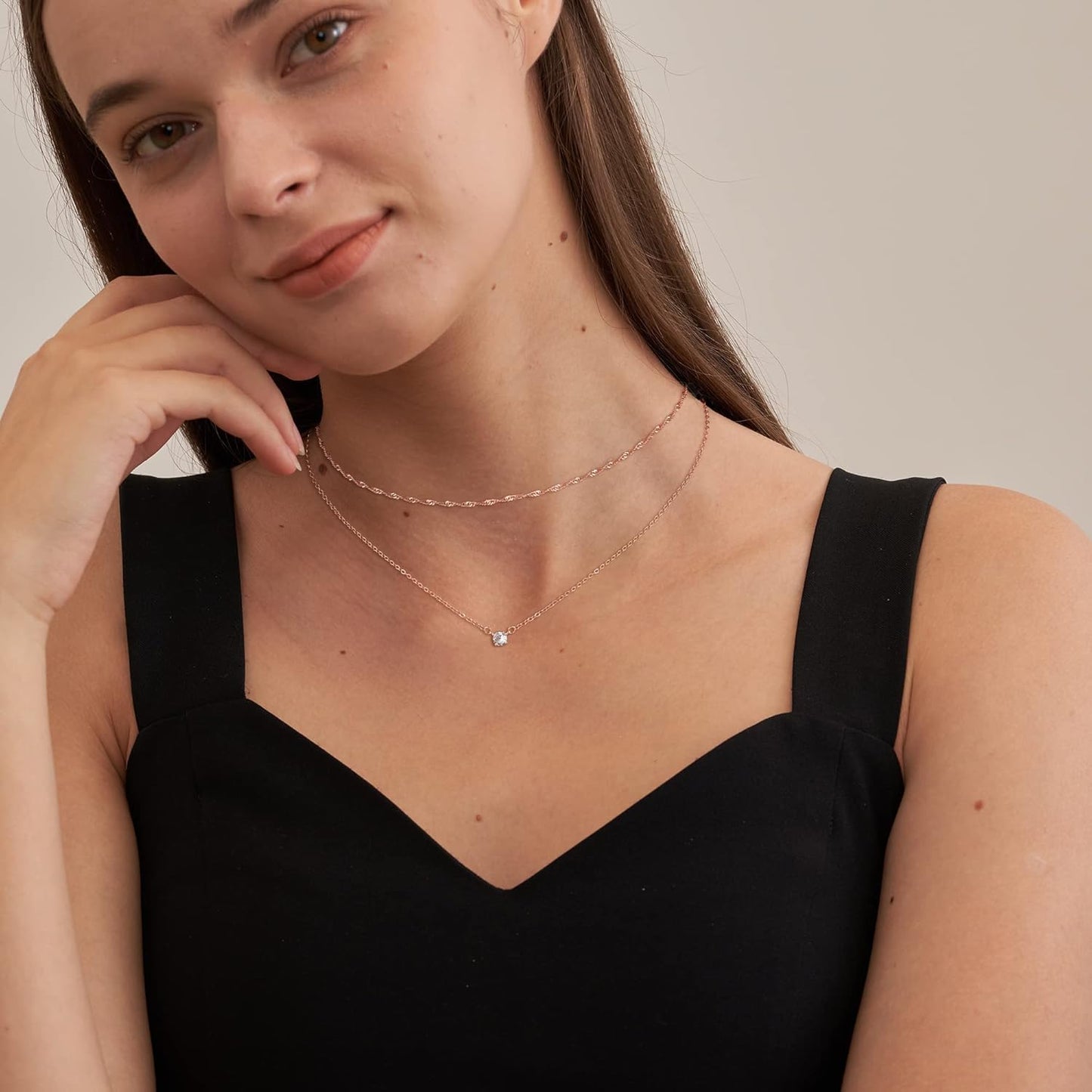 Diamond Choker Necklace for Women: Dainty 14K Gold/Sterling Silver Gold Plated CZ Jewelry, Trendy Gift