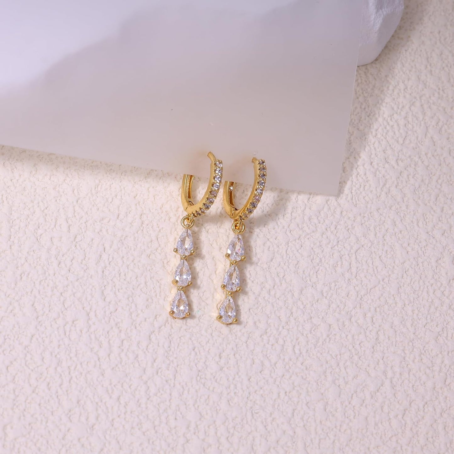 14K Gold Plated Butterfly Dangle Earrings for Women - Dainty, Trendy, CZ Drop Earrings - Simple Long Dangling Jewelry