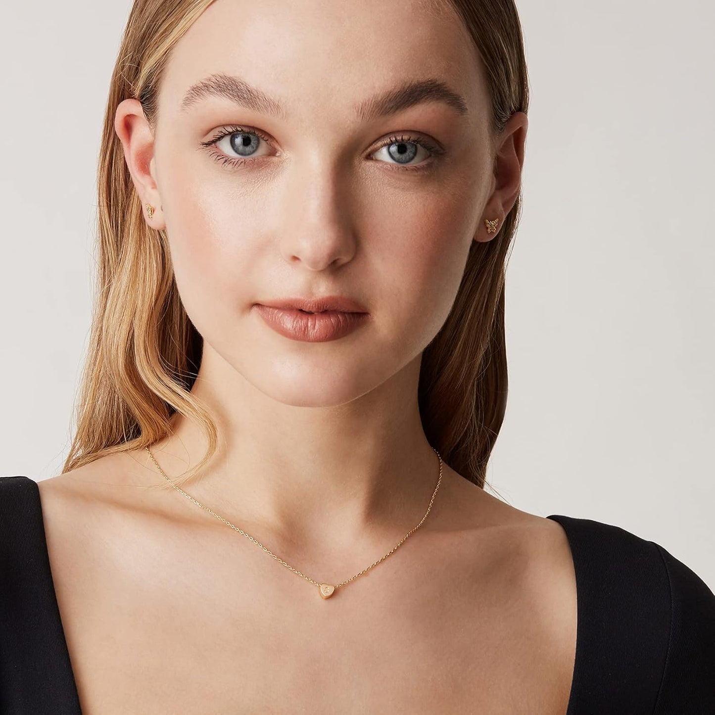 Adjustable 14K Gold Heart Choker - Personalized Letter Necklace