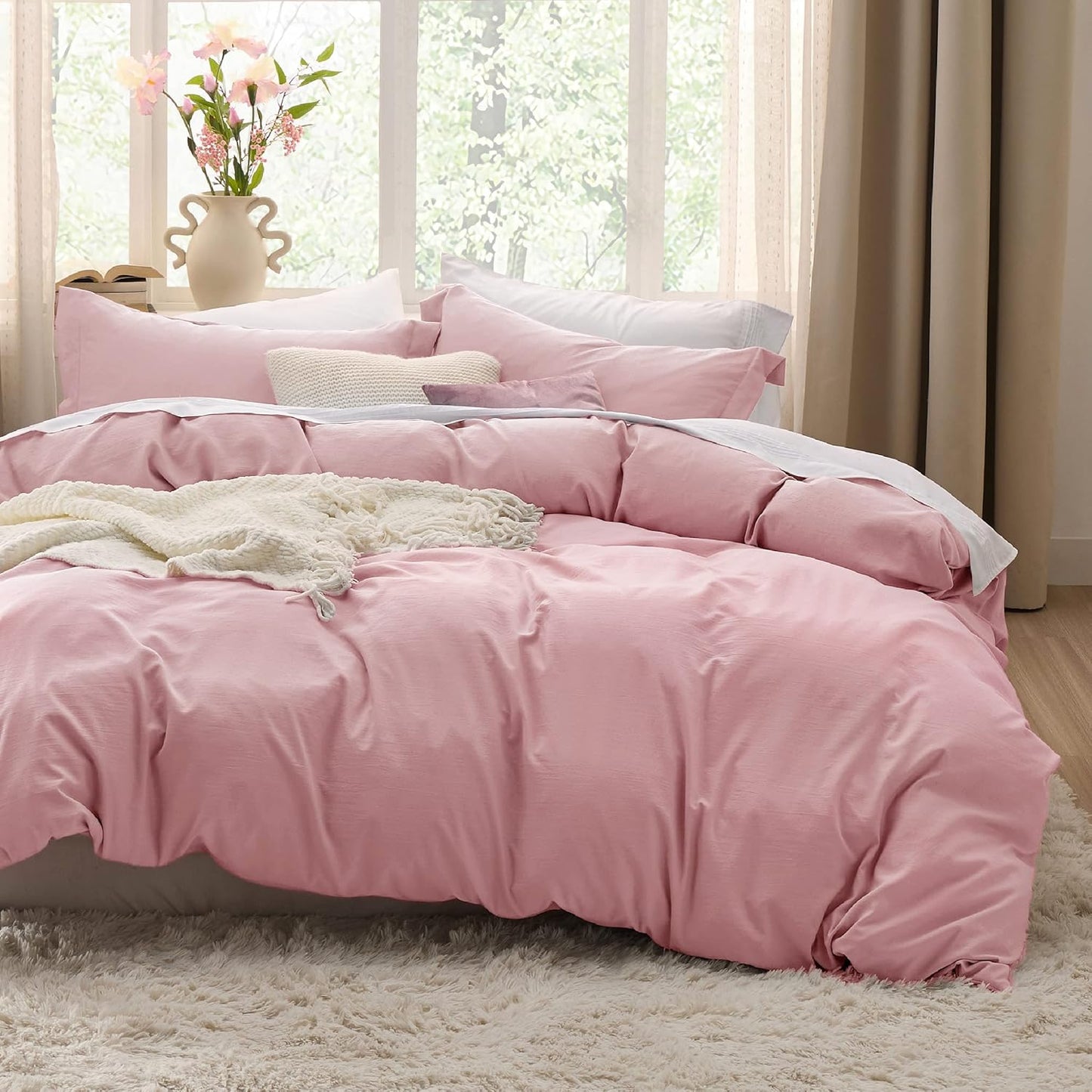 White Duvet Cover Queen Size - 3 count Prewashed Extra Soft Bedding Set