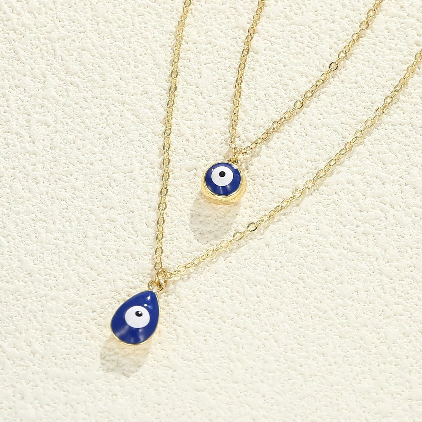 Evil Eye Necklace: 14K Gold Plated Blue CZ Diamond Boho Pendant for Women, Protection Gift