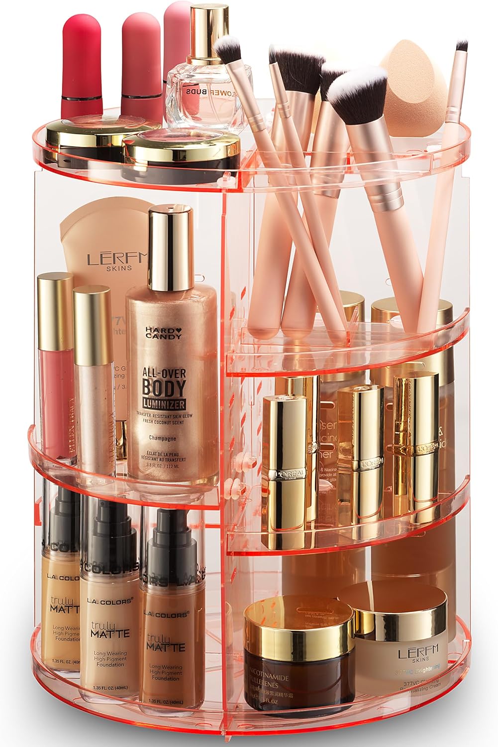 360 Rotating Makeup Organizer Countertop - Adjustable Shelf Height Countertop Storage