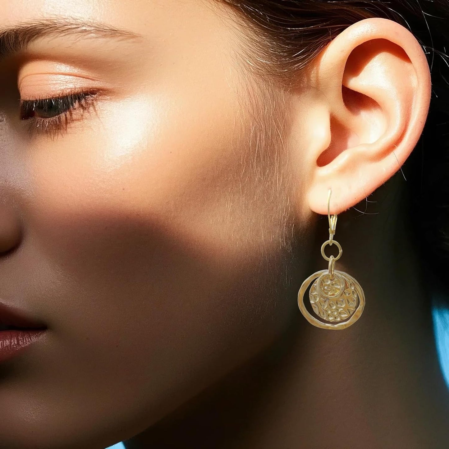 Sterling Silver Leverback Earrings for Women, 14K Gold and Silver Drop Dangle Earrings Jewelry Hypoallergenic