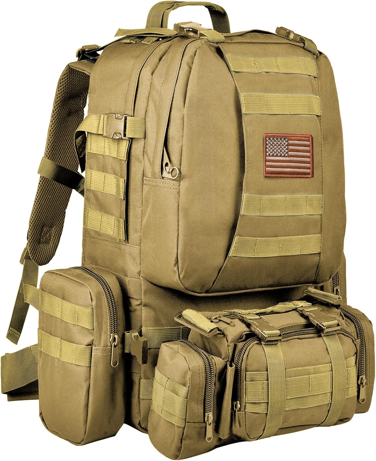 Tactical Backpack Military Army Rucksack 60L Large Assault Pack Detachable Molle Bag