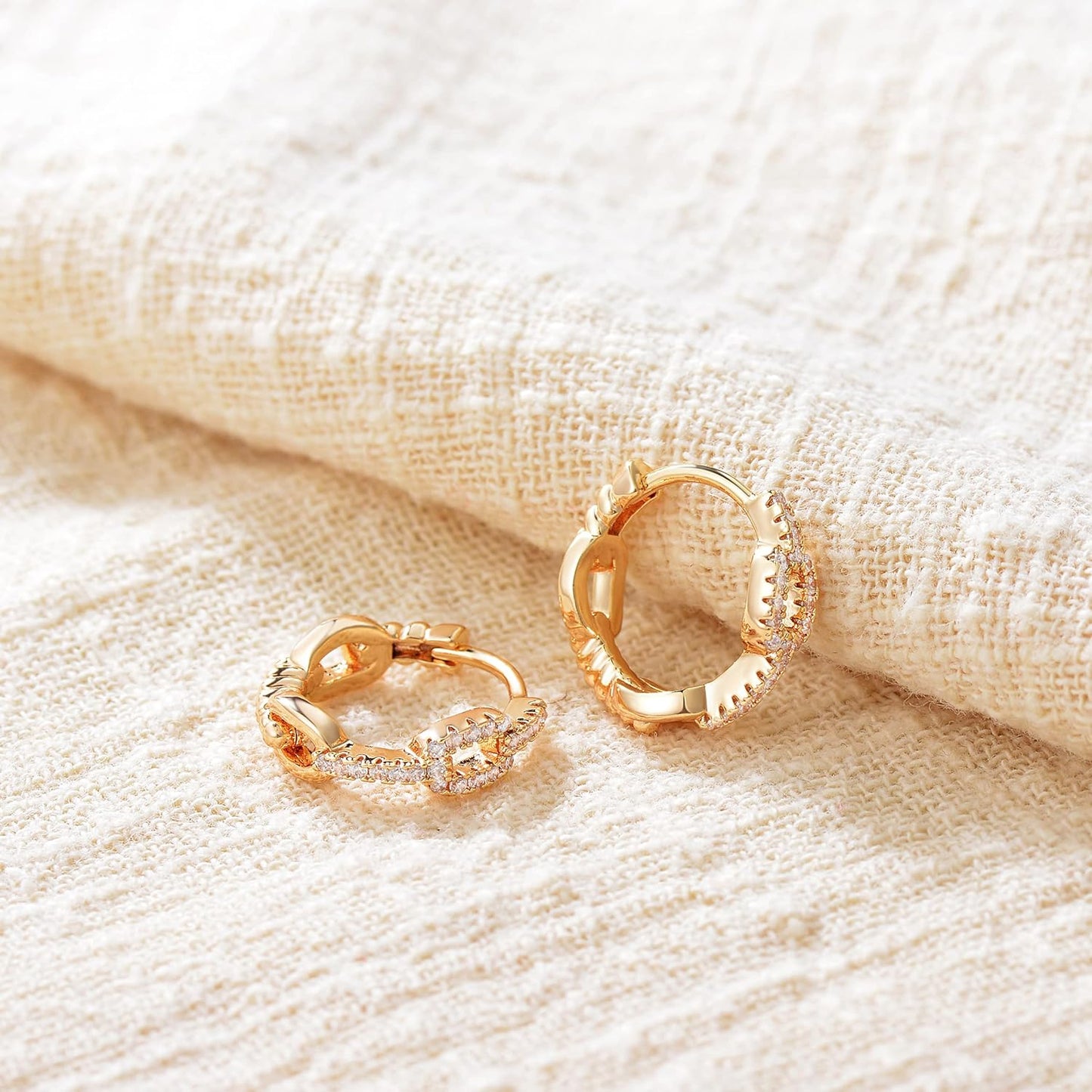 Cubic Zirconia Huggie Earrings 14k Gold Plated Tiny Earrings Small Huggie Hoop Earrings Simple Lightweight Hoops Gift for Women