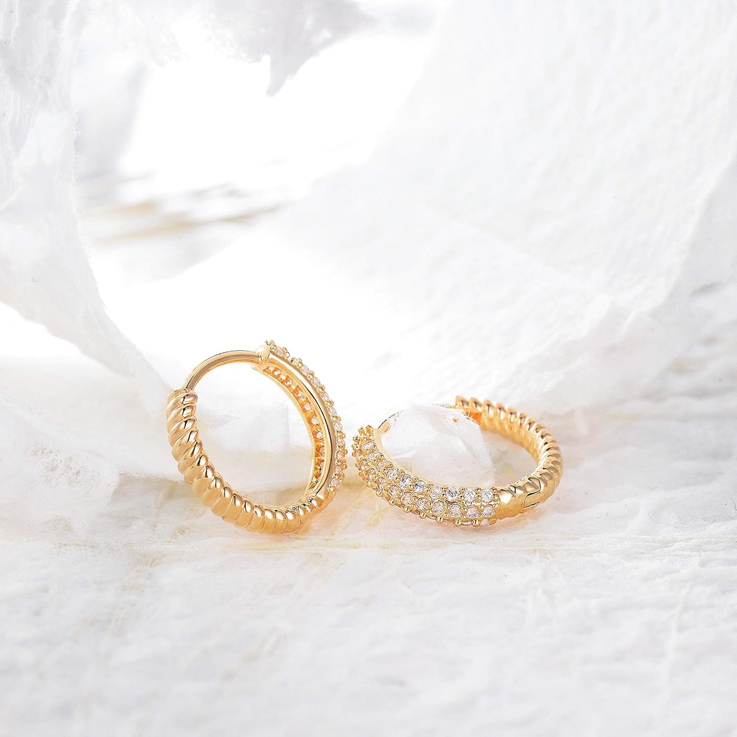 Cubic Zirconia Huggie Earrings 14k Gold Plated Tiny Earrings Small Huggie Hoop Earrings Simple Lightweight Hoops Gift for Women