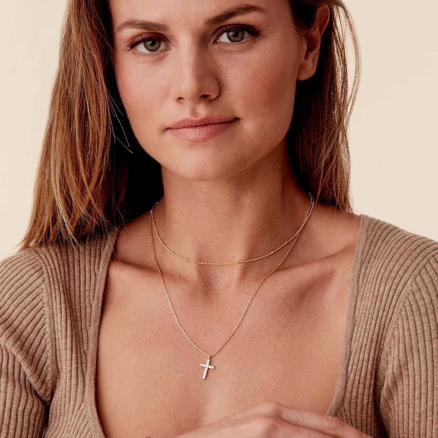 14K Gold Minimalist Layered Necklace with Multi-Charms