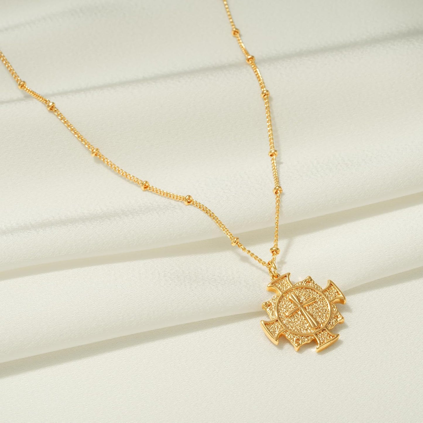 Cross Necklace 14K Plated Dainty Chain, Minimalist Faith Pendant Religious Prayer Jewelry Gift