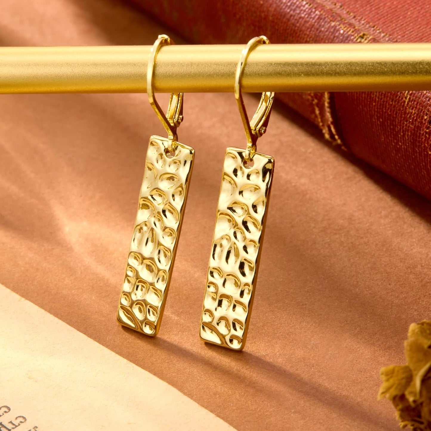 925 Sterling Silver Dangle Earrings for Women, 14K Gold Plated French Leverback Earrings, Hypoallergenic Lightweight Statement