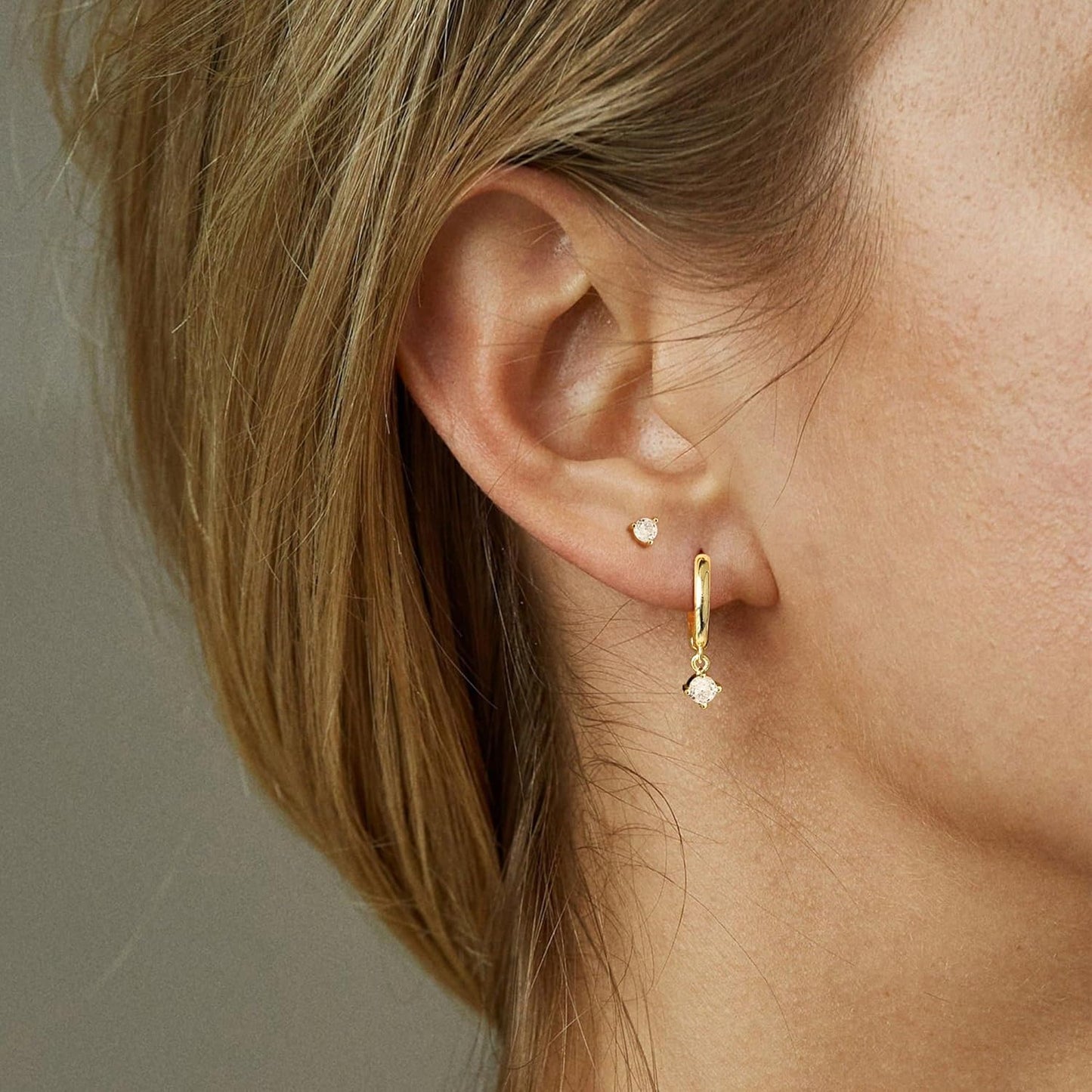 Freekiss 3 Pairs Gold Hoop Earrings Set: Dainty Stud Earrings Trendy Small 14K Gold Plated Hypoallergenic Dangle Cartilage