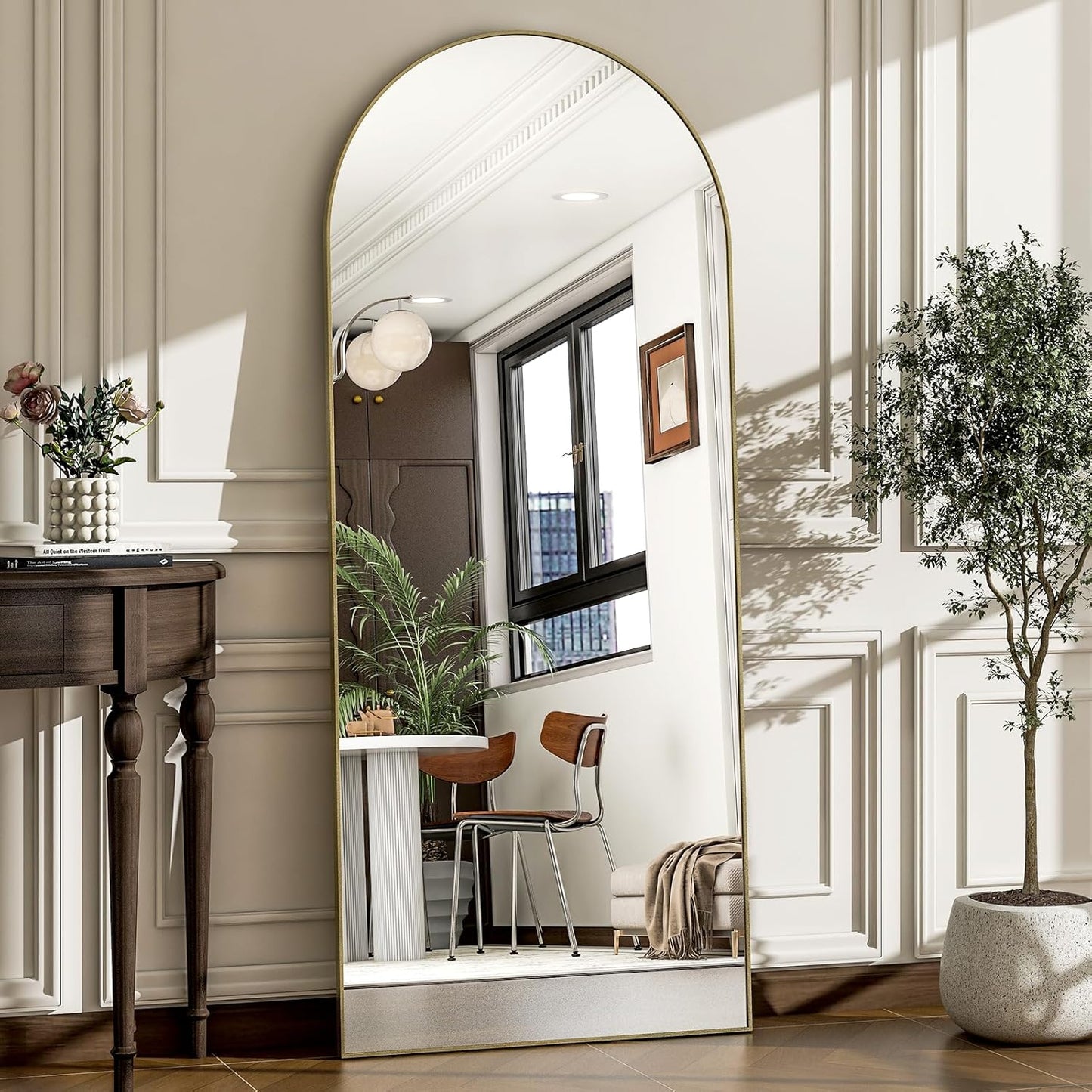 57" x 20" Arched Full Length Mirror - Wall Mounted/Floor Mirror Aluminum Alloy Frame Full