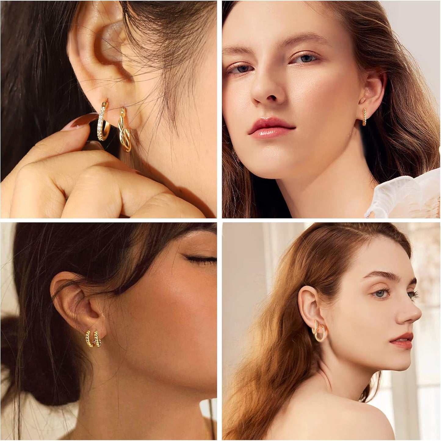 3 Pairs Small Huggie Hoop Earrings Set 14K Gold Hypoallergenic Lightweight Huggie Hoops Earrings for Women Girls