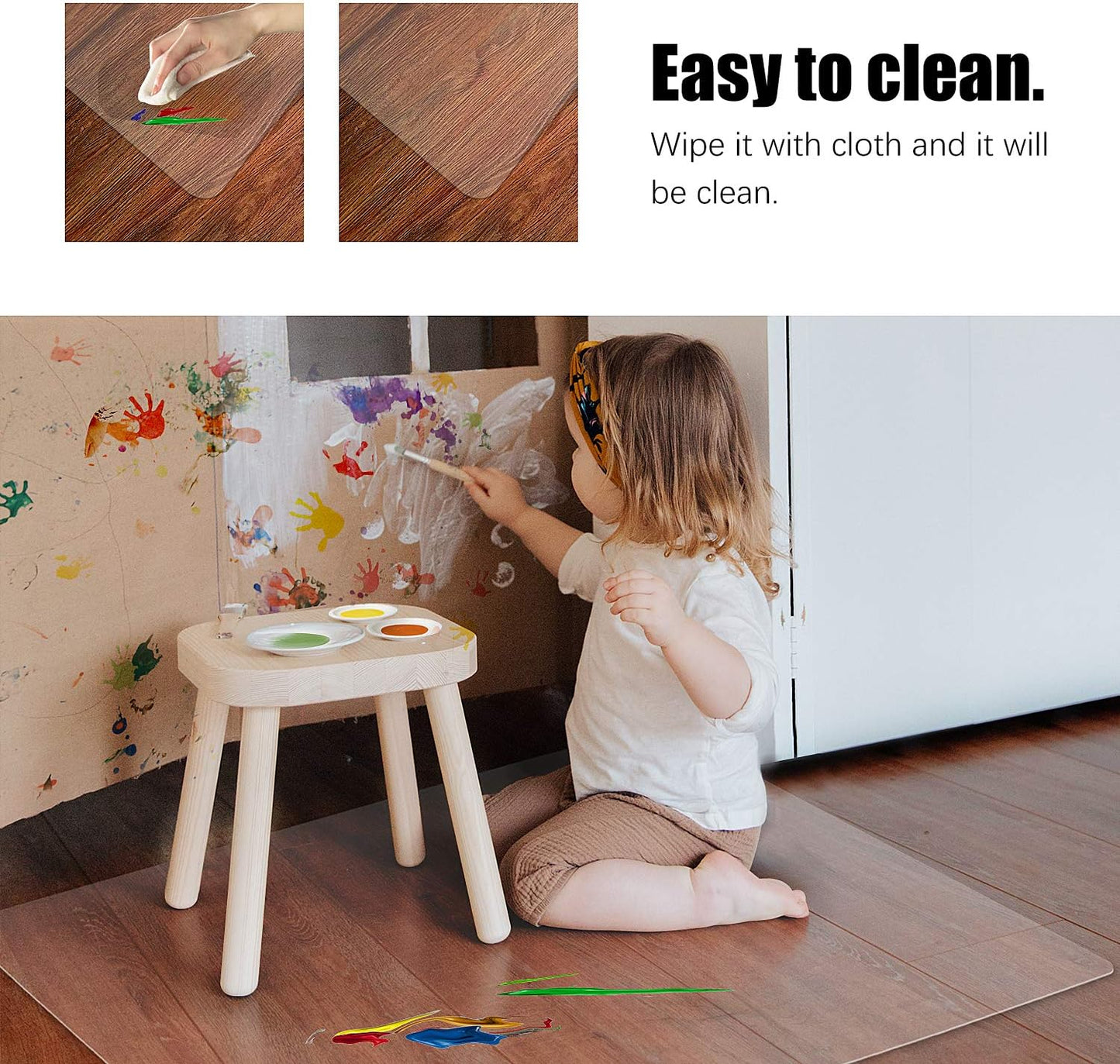 OMOMMD Clear Chair Mat, Hard Floor Use, 48" x 30" Transparent Office Home Floor Protector mat Chairmats (30" X 48" Rectangle)