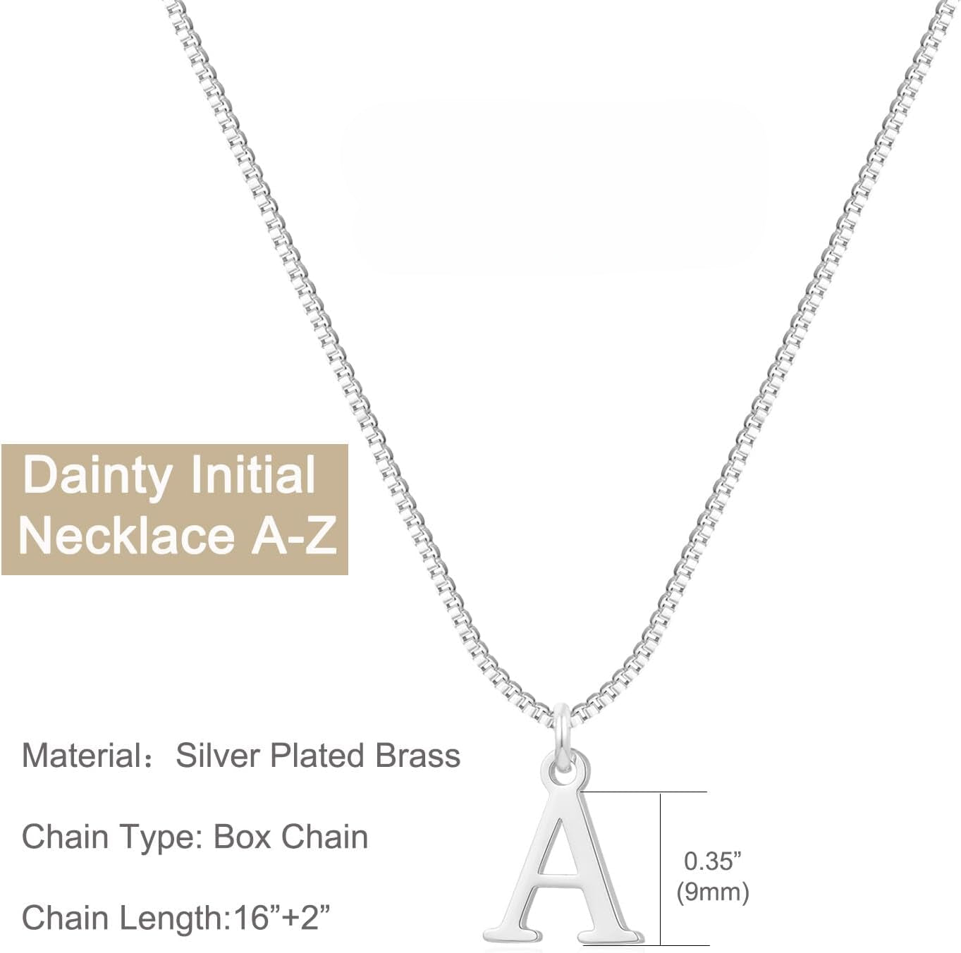 Women's Gold/Silver A-Z Initial Necklace - 14K Gold Plated Dainty Letter Pendant, Personalized Name Jewelry Gift