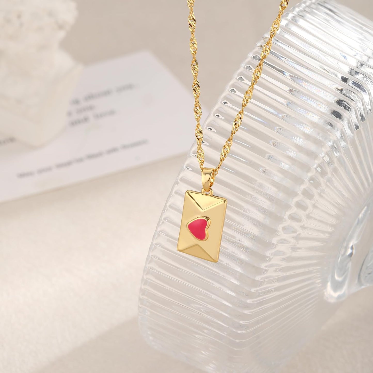 Delicate Heart Pendant Necklace, 14K Gold Plated Dainty Chain, Gift for Women