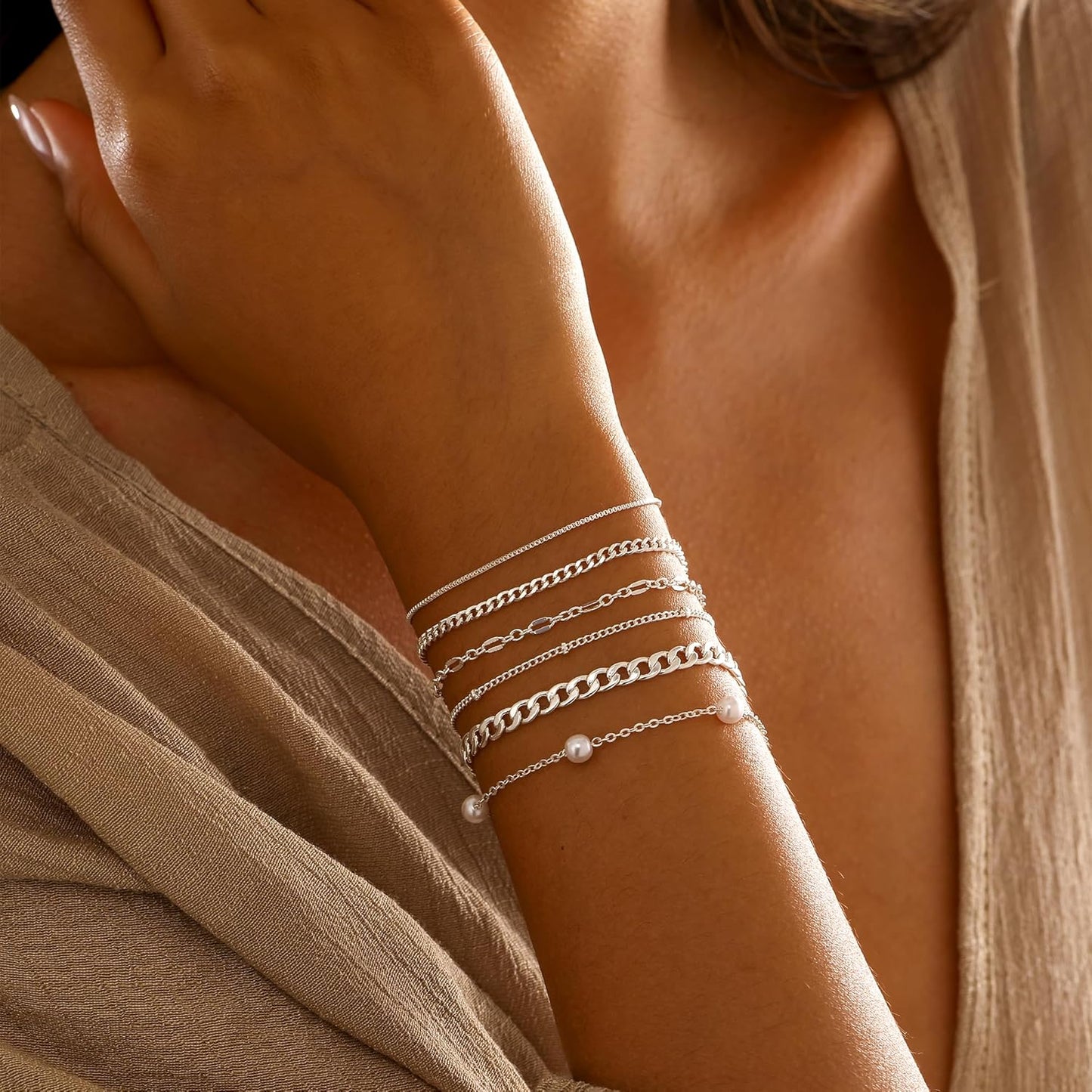 Gold Bracelets for Women, 14K Dainty Gold Plated Stackable Bracelets for Women Trendy Waterproof CZ Tennis Bracelet Set