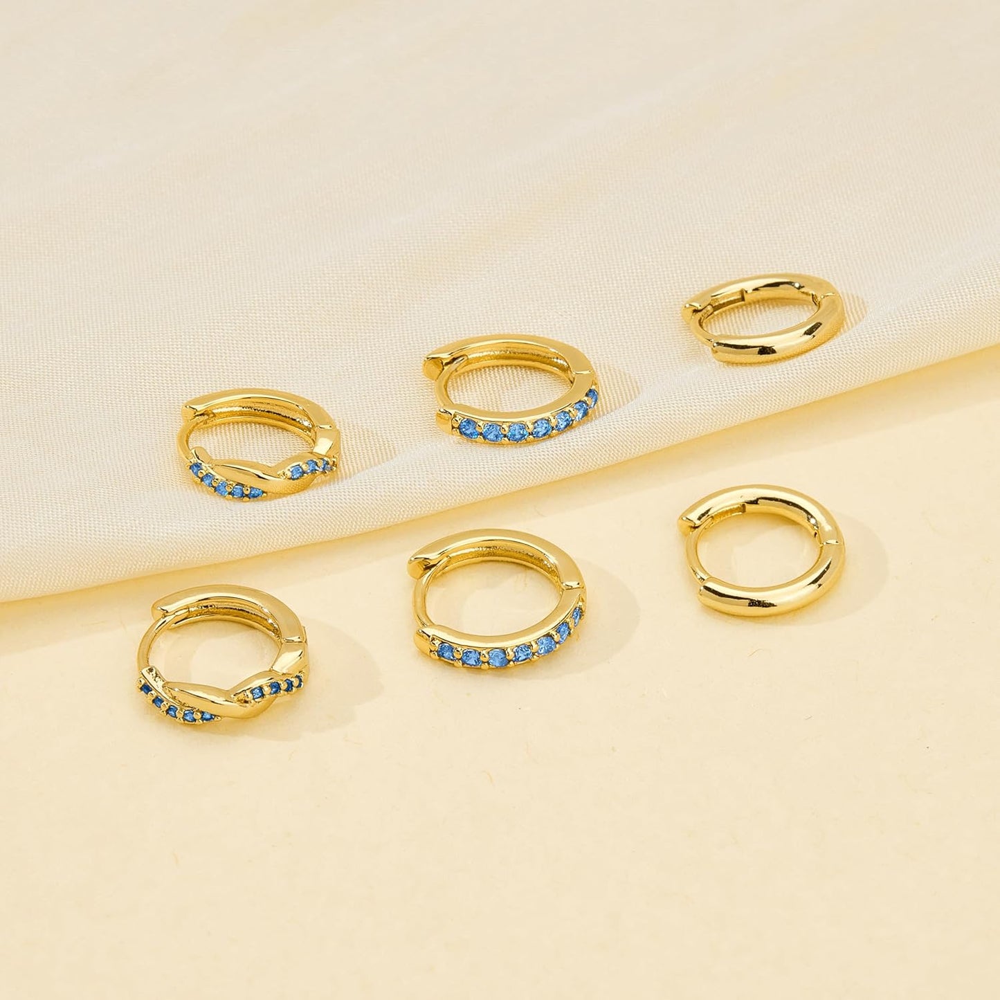 Inerney Gold Huggie Hoop Earrings Set for Women, Dainty Small Sterling Silver Earring Stacks Hypoallergenic Jewelry for Multiple Piercings