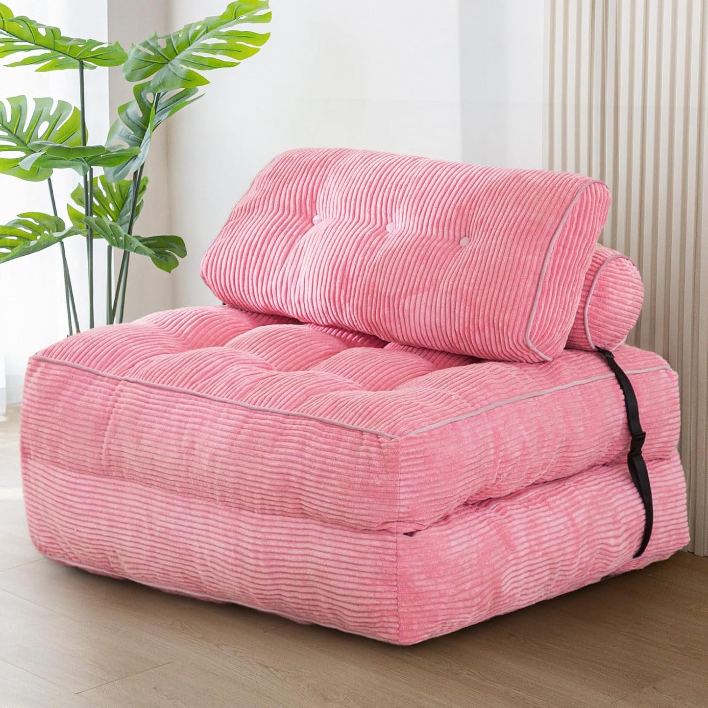 Convertible Folding Sofa Bed - Single Sleeper Chair with Pillow and Back Support, Portable Fold Out Lounge