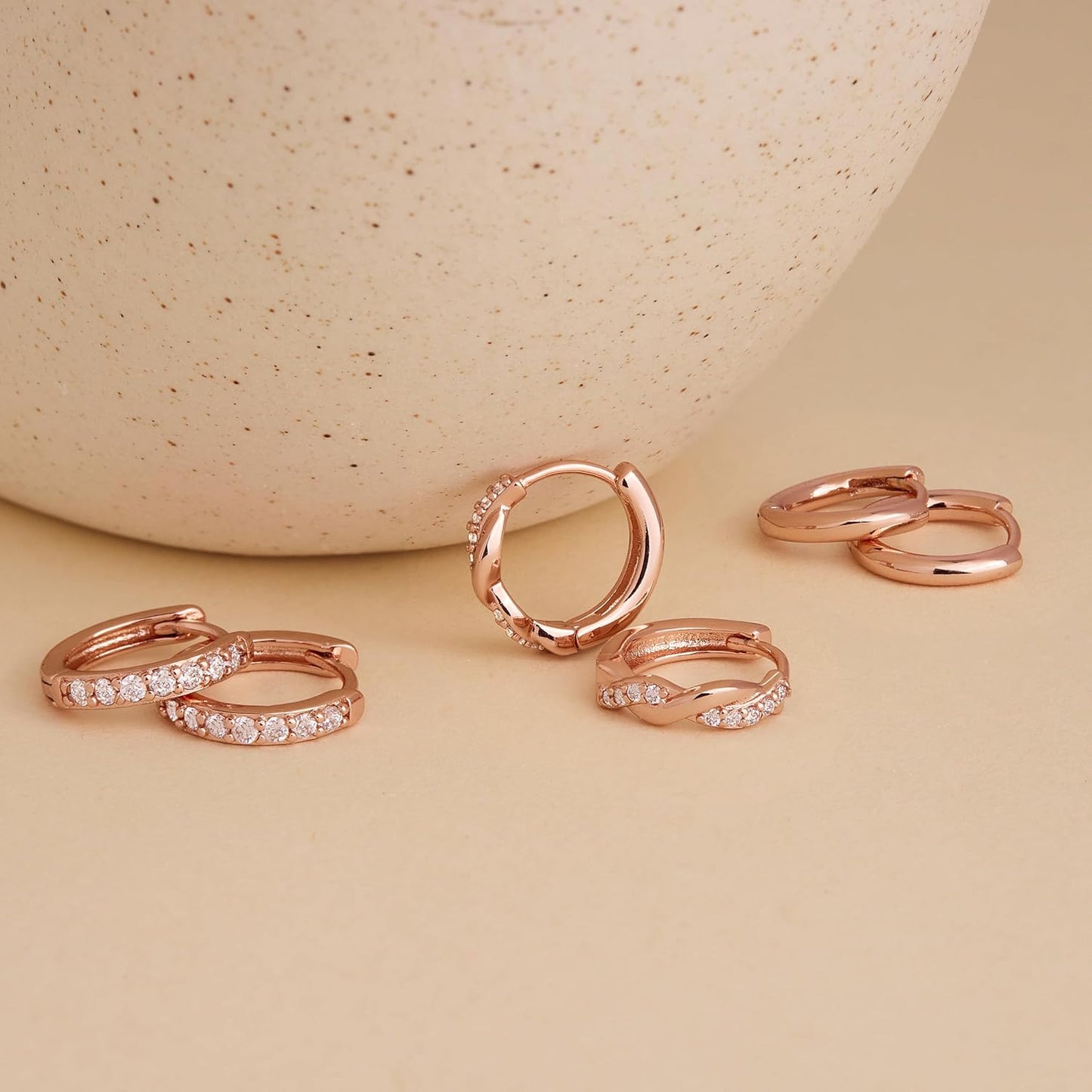 Inerney Gold Huggie Hoop Earrings Set for Women, Dainty Small Sterling Silver Earring Stacks Hypoallergenic Jewelry for Multiple Piercings