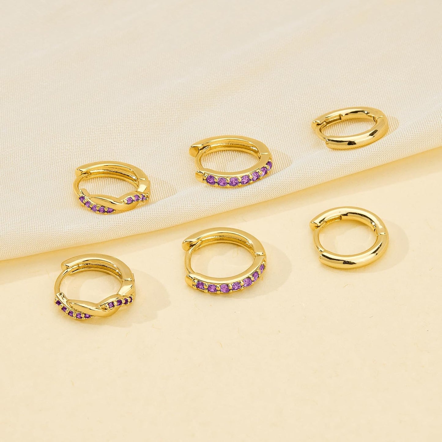 Inerney Gold Huggie Hoop Earrings Set for Women, Dainty Small Sterling Silver Earring Stacks Hypoallergenic Jewelry for Multiple Piercings