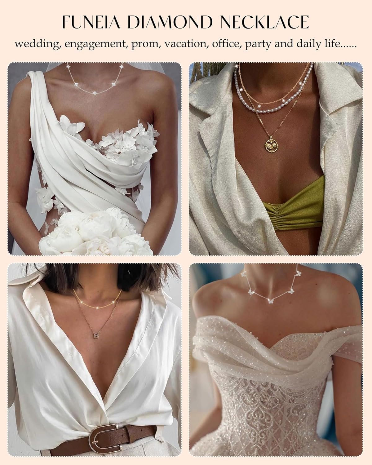 "14K Gold Plated Necklace for Women, Dainty Silver Gold Layered CZ Butterfly Heart Choker, Non-Tarnish Bridal Jewelry for Wedding Prom"