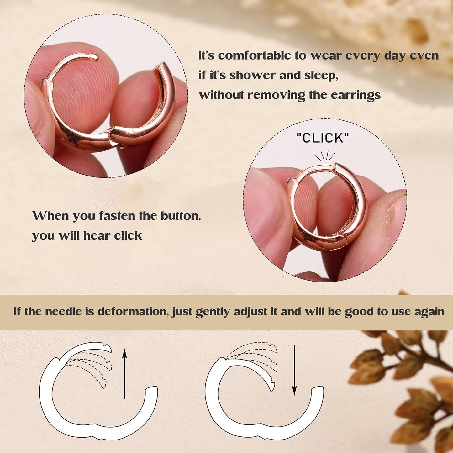 3Pairs Gold Hoop Earrings Set for Women Chunky Gold Silver Earring 14K Gold Filled Small Huggie Hoops Lightweight Tiny