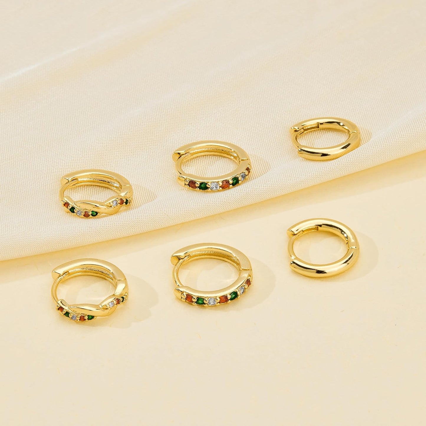 Inerney Gold Huggie Hoop Earrings Set for Women, Dainty Small Sterling Silver Earring Stacks Hypoallergenic Jewelry for Multiple Piercings